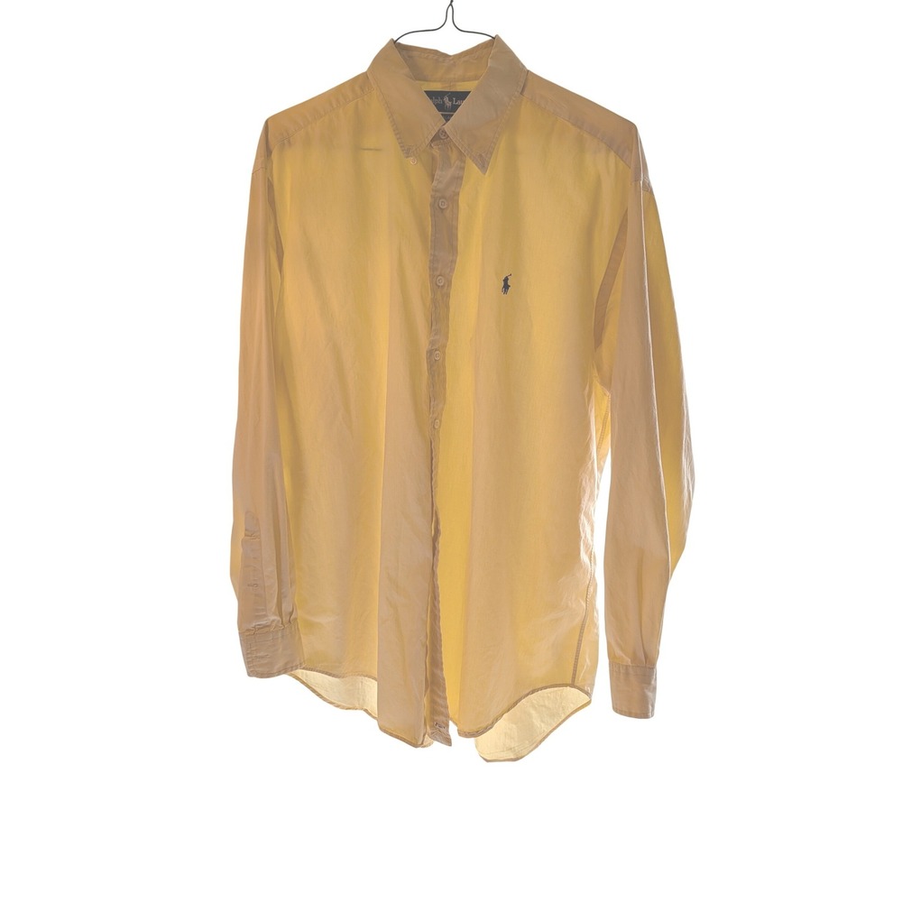 Ralph Lauren Blake Mens Large Yellow Cotton Button Down Shirt Long Sleeve